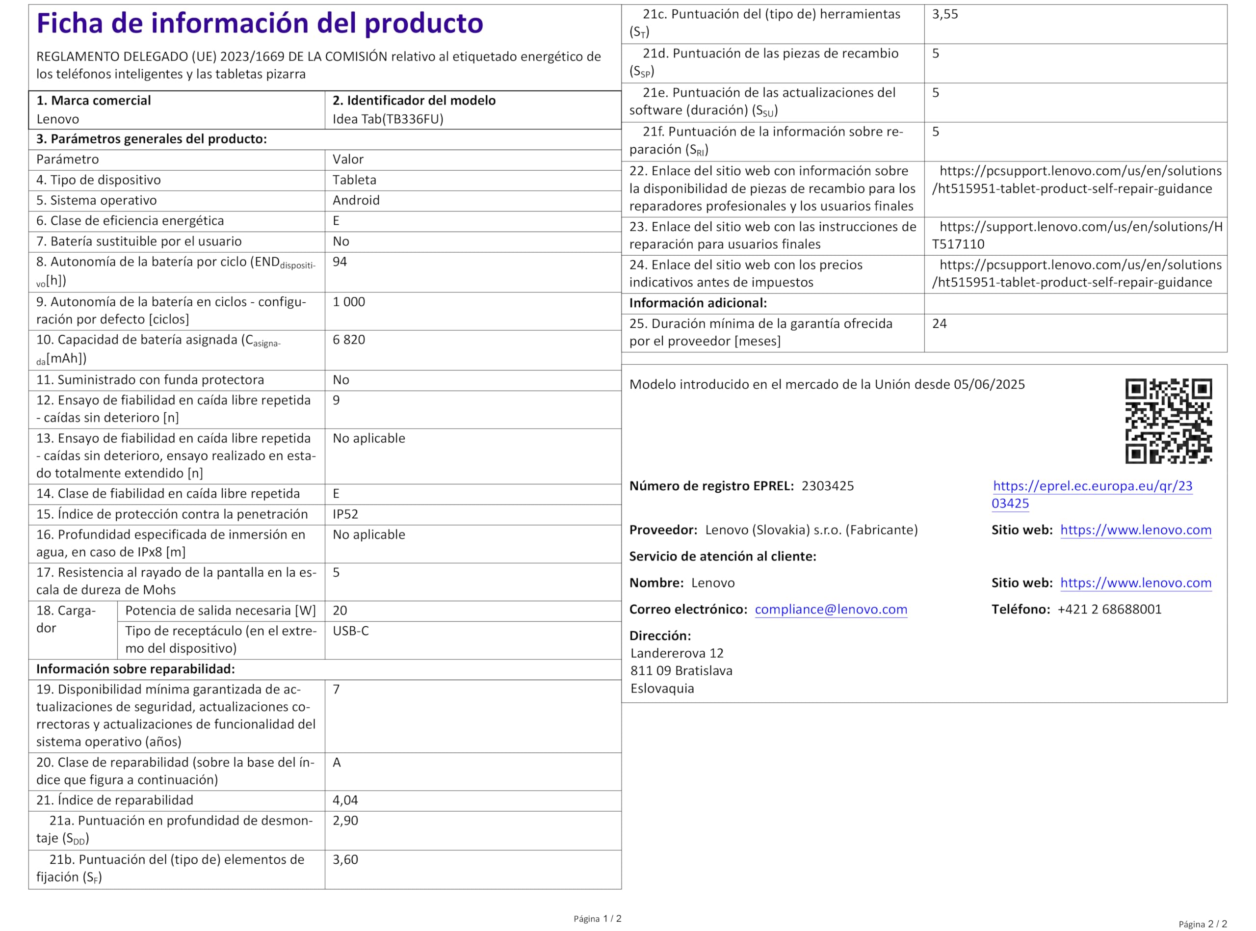 Ficha técnica Lenovo Idea Tab