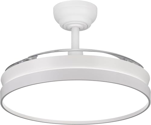 LEDUNI Ventilador con Luz 72W 7590lm Ventilador Invisible Ultra Silencioso con Mando a Distancia y Palas Retráctiles Decoración Luz Fría/Neutra/Cálida Interiores (Blanco Liso) : Amazon.es: Iluminación