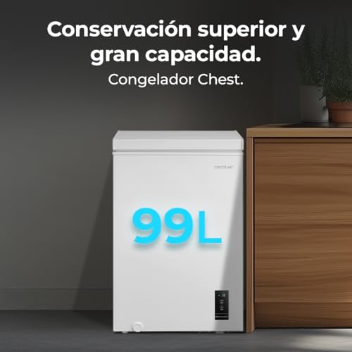 Cecotec Congelador Horizontal 99L Bolero CoolMarket Chest 99P White E. Cesta con Asas, Control Electrónico LED, UltraContact D-Cool, Dual Function, Puerta ZeroG (80º-30º), Fast Freezing, Compacto : Amazon.es: Grandes electrodomésticos