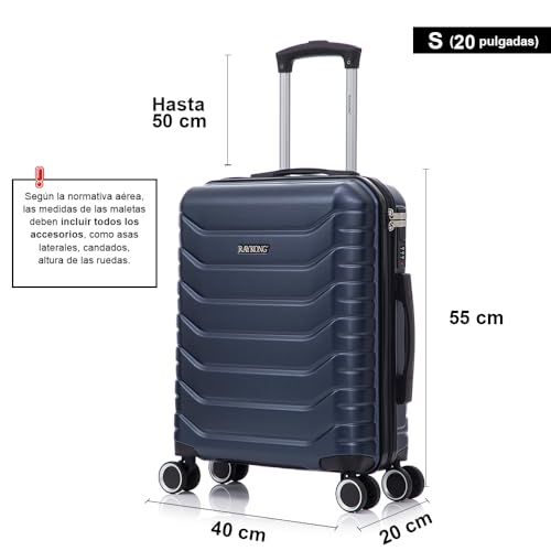 RAYKONG Maleta de Cabina 55x40x20cm Policarbonato (40L) semirígida Trolley pequeño Equipaje de Mano 4 Ruedas giratorios a 360º Cierre numérico (Azul Marino) : Amazon.es: Moda