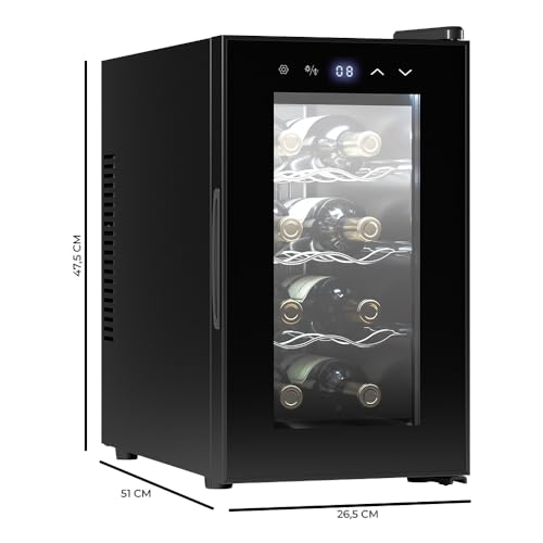 Cecotec Vinoteca 8 Botellas Bolero Grandsommelier 830 coolcrystal, Enfriamiento termoeléctrico, Temperatura regulable entre 8-18ºC, Control táctil y display, LED interior, Gas no nocivo. : Amazon.es: Hogar y cocina