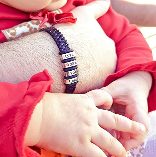 Pulsera personalizable con tu texto, totalmente ajustable, fabricada con cuero y acero. Regalos día del padre, regalos San Valentín. (TALY) : Amazon.es: Moda