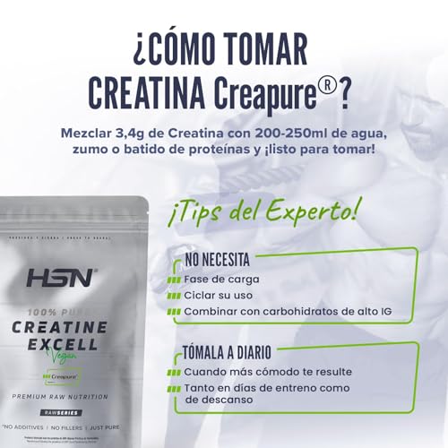 HSN Creatina 100% CREAPURE en Polvo Sin Sabor 500g | 100% Monohidrato de Creatina Micronizada | No Incluye Dosificador | Sin Añadidos y Libre de Contaminantes | No-GMO, Vegano, Sin Gluten : Amazon.es: Salud y cuidado personal