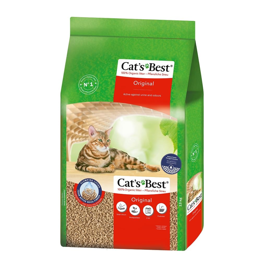 Cat’s Best Arena Gatos Aglomerante EcoPlus 40L (17,2 kg). Tierra para Gatos de Hasta 7 Semanas de Uso. Arena Biodegradable de Fibra Vegetal Ecológica : Amazon.es: Productos para mascotas