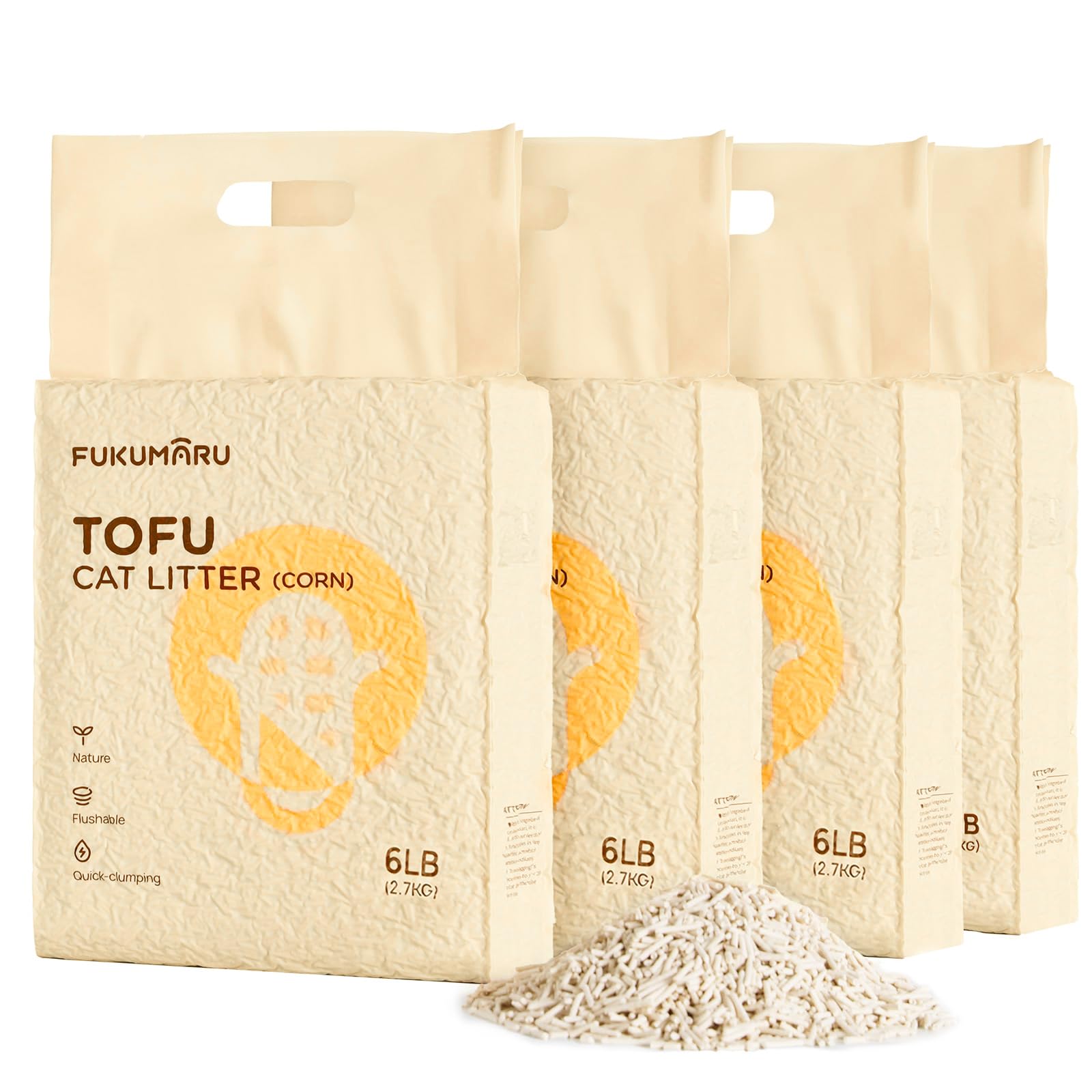 FUKUMARU Arena de Tofu para Gatos 10.8kg – Arena aglomerante para Gatos, Mezcla de pellets de maíz, Libre de Polvo y fácil de aglomerar, Control de olores, se Puede desechar en el Inodoro : Amazon.es: Productos para mascotas