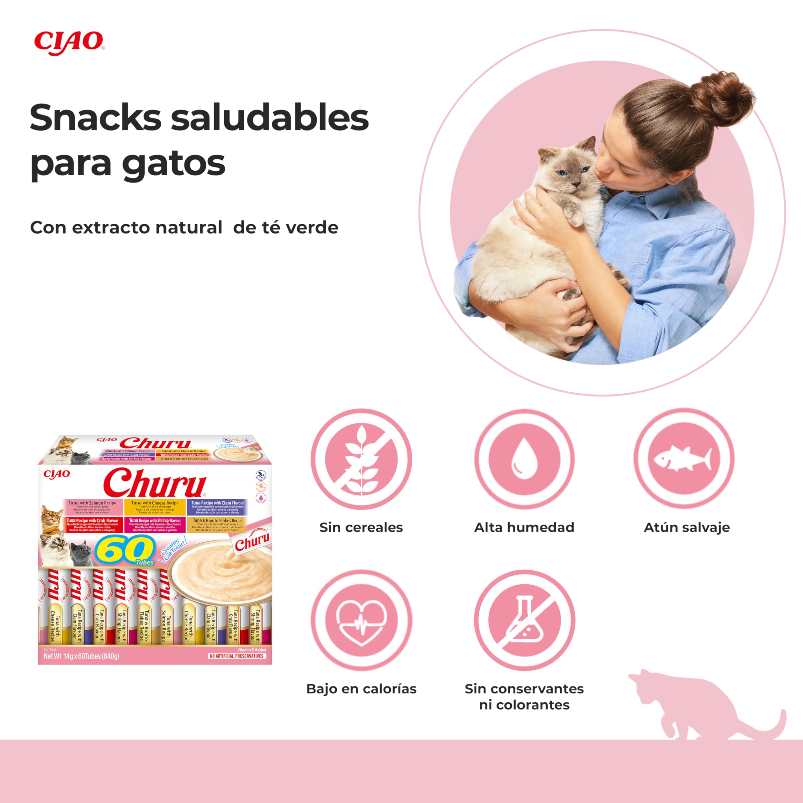 INABA Churu Box – Premios para Gatos – Snacks Saludables a Base de Atún, Varios Sabores – Textura Cremosa – Sin Cereales, Conservantes, Colorantes – 60x14g : Amazon.es: Productos para mascotas