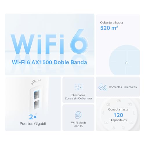 [Nuevo] TP-Link Deco X1500 (3-Pack) – Sistema WiFi 6 Mesh IA, AX1500 Doble Banda 2.4 GHz/5 GHz, Cobertura hasta 520 m2, 3X Puertos Gigabit por Unidad, 160MHz, ODFMA, 1024QAM, Control Parental : Amazon.es: Informática
