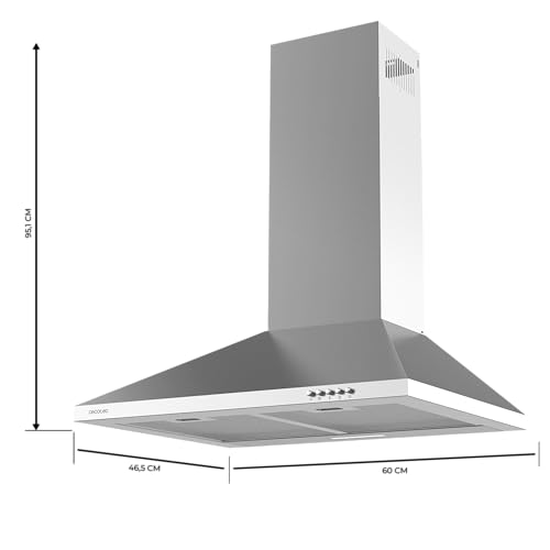 Cecotec Campana Extractora Piramidal de 60cm Bolero Flux PM 603500 Inox B. Motor 65W, Acabado Inox, Succión 350m3/h, Control Mecánico, 3 Niveles de Potencia, Luz y Filtro de Carbono : Amazon.es: Industria, empresas y ciencia