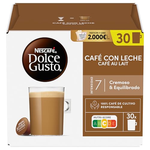 NESCAFÉ Dolce Gusto Café con Leche – Cápsulas de Café, 90 Cápsulas (3 x 30) – Intensidad 7 – Originales para cafeteras Dolce Gusto : Amazon.es: Alimentación y bebidas