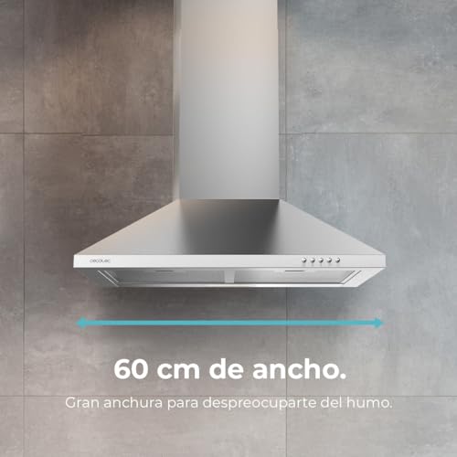 Cecotec Campana Extractora Piramidal de 60cm Bolero Flux PM 603500 Inox B. Motor 65W, Acabado Inox, Succión 350m3/h, Control Mecánico, 3 Niveles de Potencia, Luz y Filtro de Carbono : Amazon.es: Industria, empresas y ciencia