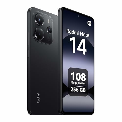 XIAOMI Redmi Note 14 – Smartphone de 8+256GB, Pantalla de 6.67″ AMOLED FHD+ 120Hz, MediaTek Helio G99-Ultra, cámara de 108MP, TurboCharge 33W, 5500 mAh, Cargador no Incluido, Negro (Versión ES)