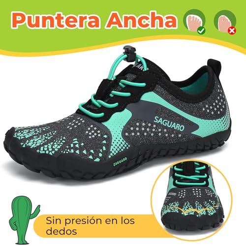 SAGUARO Barefoot Zapatillas Niño Minimalistas Zapatillas Niña Escarpines Barefoot Zapatos Minimalistas Zapatillas Deporte para Wide Tox Box Verde,Gr.32 : Amazon.es: Moda