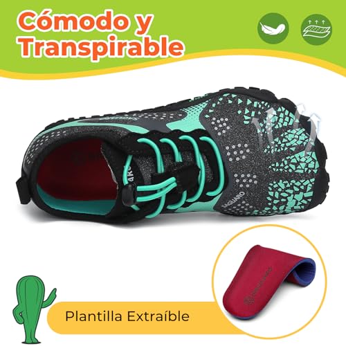 SAGUARO Barefoot Zapatillas Niño Minimalistas Zapatillas Niña Escarpines Barefoot Zapatos Minimalistas Zapatillas Deporte para Wide Tox Box Verde,Gr.32 : Amazon.es: Moda
