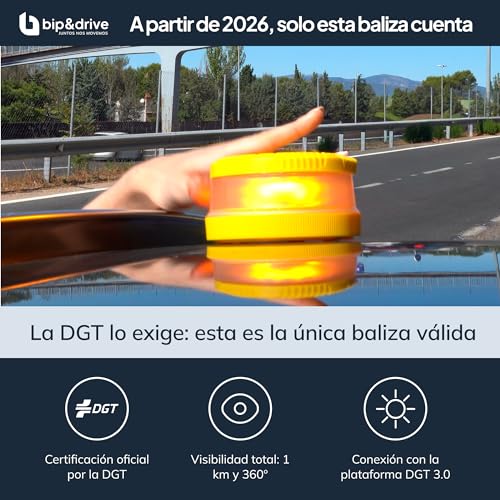 Amazon.es: Baliza V16 Homologada DGT con Geolocalización | Luz de Emergencia Coche LED 360° 1km | Conectada Plataforma DGT 3.0 | Resistente a la Lluvia | con Indicador de Batería y Base Imantada | Bip&Drive