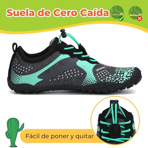 SAGUARO Barefoot Zapatillas Niño Minimalistas Zapatillas Niña Escarpines Barefoot Zapatos Minimalistas Zapatillas Deporte para Wide Tox Box Verde,Gr.32 : Amazon.es: Moda