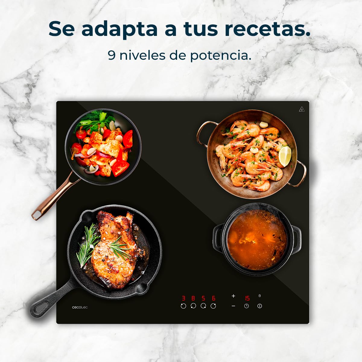 Cecotec Placa de Vitrocerámica 4 Fuegos Bolero Squad V 4001 Potencia Máxima 6000 W, 9 Niveles de Potencia, Control Táctil, Programable, Indicador de Calor Residual : Amazon.es: Grandes electrodomésticos