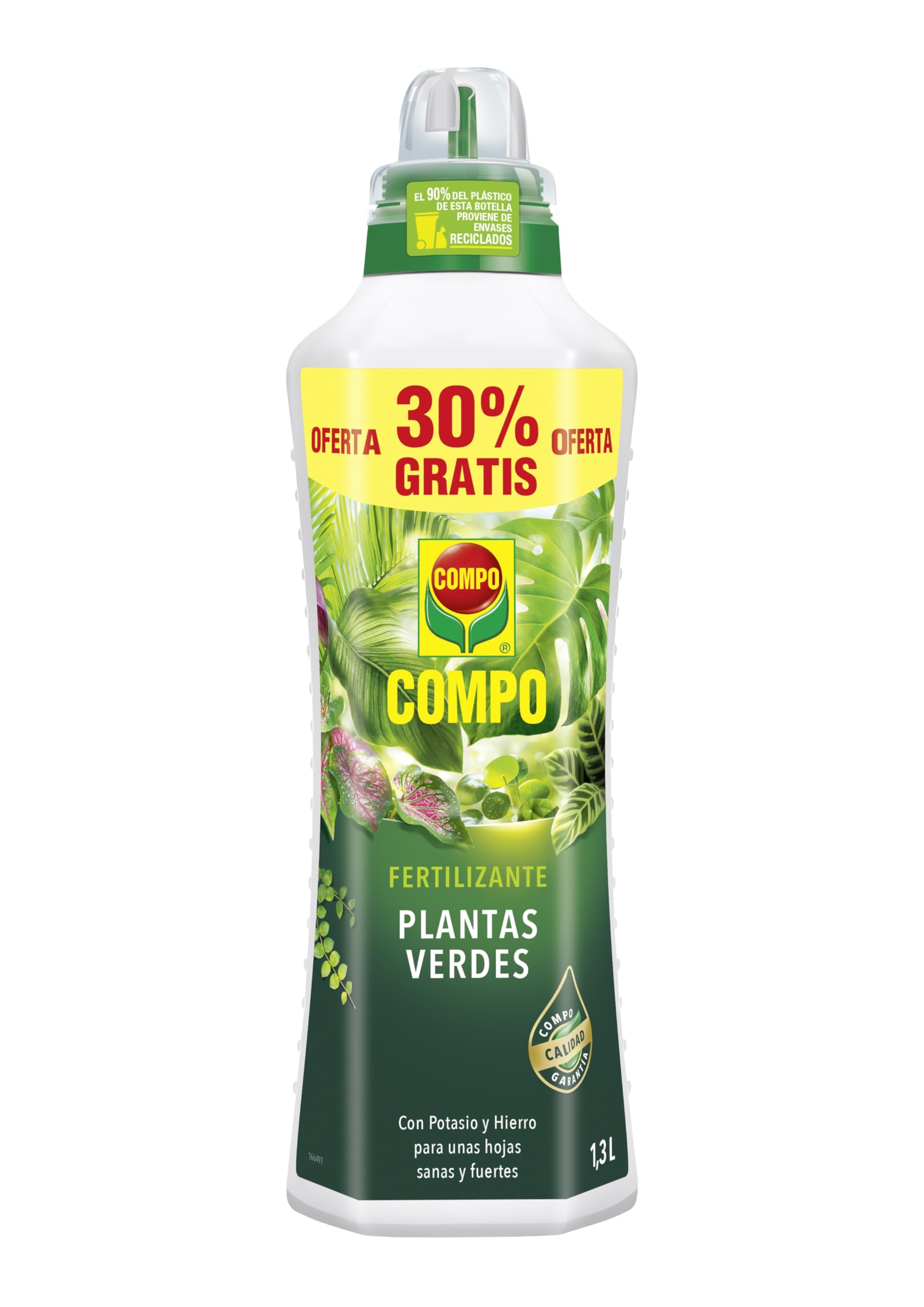 COMPO Fertilizante de plantas verdes para plantas de interior, balcón y terraza, Fertilizante líquido con extra de potasio y hierro, 1,3 L : Amazon.es: Jardín