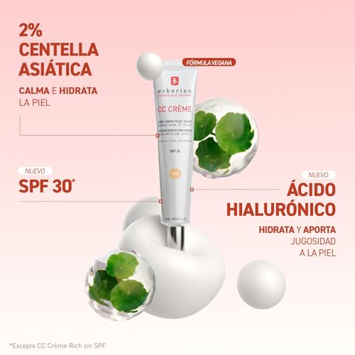 Erborian – CC Crème con Centella Asiática – Crema Facial Iluminadora de Alta Definición y Maquillaje – Protección Solar SPF 30 – Cosmética Coreana – Doré 40ml : Amazon.es: Belleza