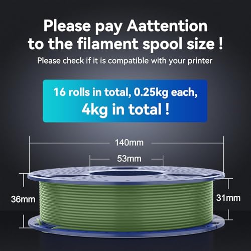 SUNLU Pack de 16 Colores Filamento PLA Plus, Filamento PLA+ Multicolor para Impresoras 3D 1.75mm, Embalado al Vacío Individualmente, 0.25kg/Bobina, Total 4kg, 16 Bobinas : Amazon.es: Industria, empresas y ciencia