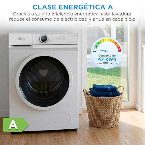 Midea Lavadora 8kg Carga Frontal 1950W, 1350 rpm con Motor Inverter – Lavadoras con 15 Programas y Tecnología Healthguard – Washing Machine Bajo Consumo, Lavado Rápido, Función Vapor y Modo Eco : Amazon.es: Grandes electrodomésticos