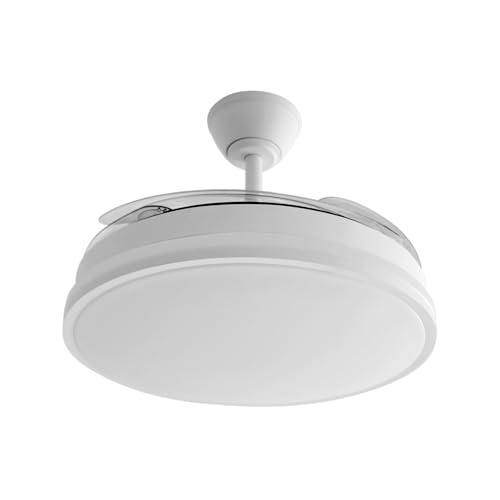 M MI DEKOR Ventilador de Techo LED, Blanco, con Mando a Distancia y Temporizador – 3 Aspas Transparentes, Motor DC, 6 Velocidades, 4900 lm, 3 Tonos de Luz (3500K/4000K/6500K), Ø107 cm, MD1401 : Amazon.es: Iluminación