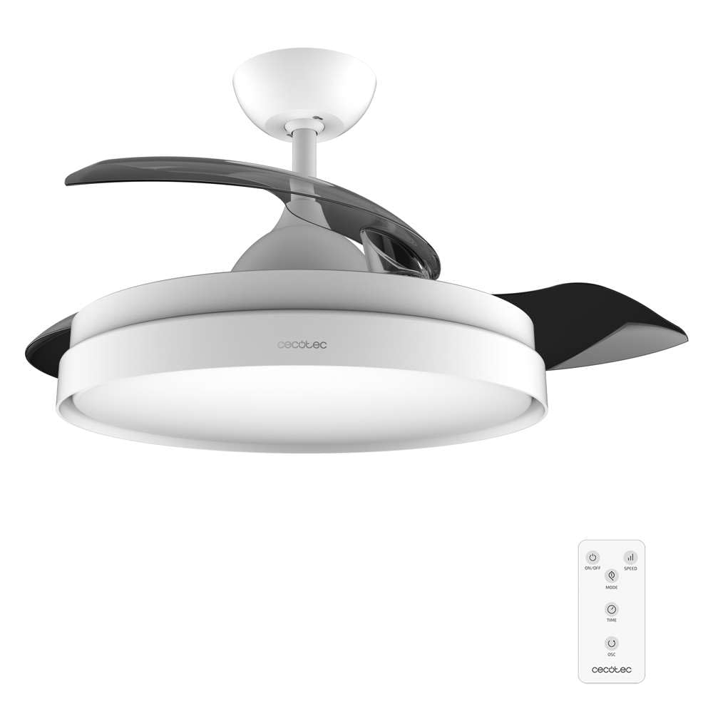 Cecotec Ventilador de Techo con Aspas Retráctites y Lámpara EnergySilence Aero 4280 Invisible White. 40 W, Diámetro 42″ (106cm), Temporizador, 3 Tonos de Luz, Función Verano-Invierno : Amazon.es: Bricolaje y herramientas