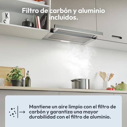 Candy CBT6130/3X, Campana Telescópica 60 CM, 2 Niveles de Potencia, 125W, 264M3/H, Filtros de Carbono, Panel Aluminio Antigrasa, Iluminación LED, 53/60DB, Acero Inoxidable : Amazon.es: Alimentación y bebidas