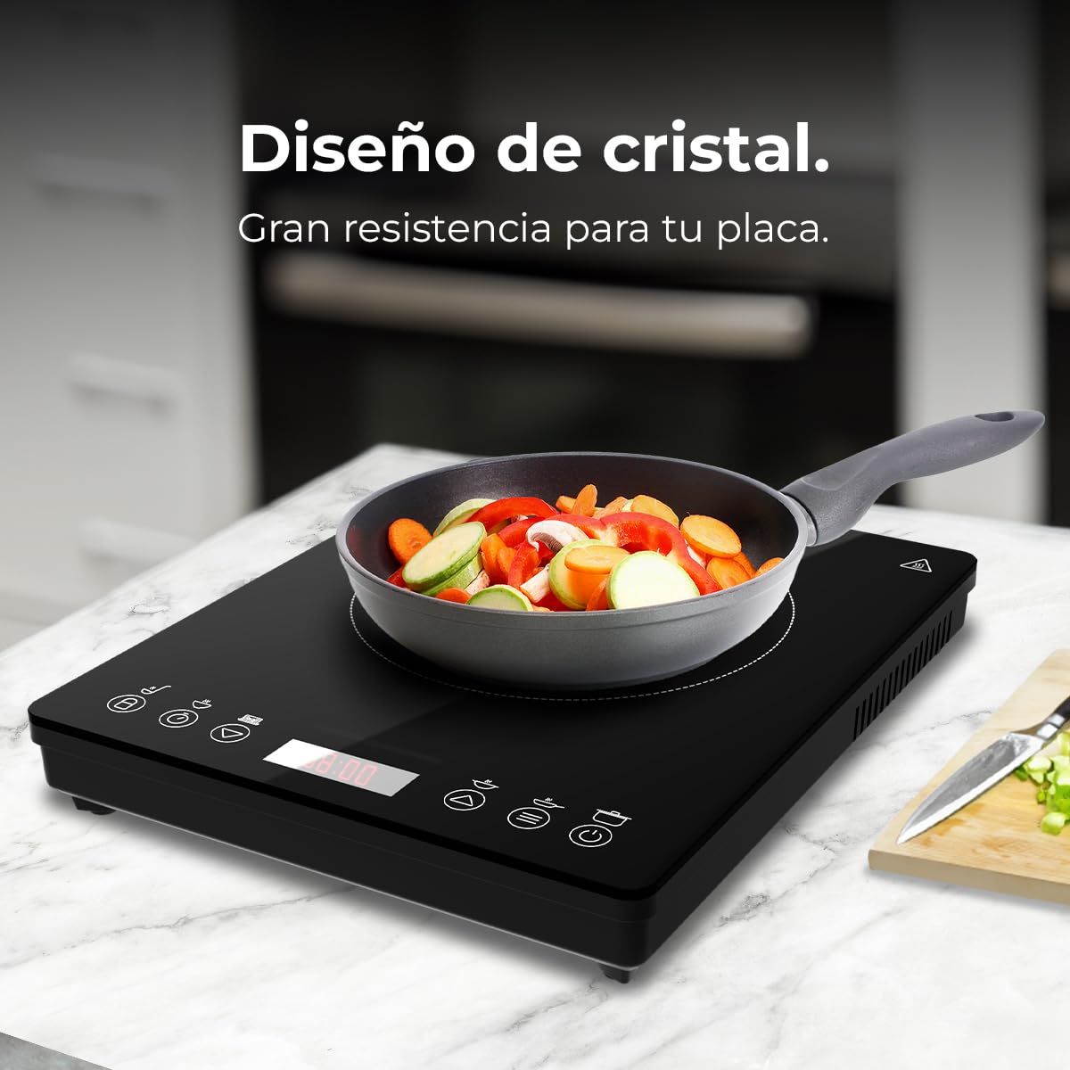 Cecotec Placa de Inducción Portátil 1 Fuego Full Magma Slim. 2000W de Potencia en 8 Niveles, Diseño en Cristal de Alta Resistencia, Display Táctil, Temporizador, Fácil Limpieza : Amazon.es: Grandes electrodomésticos