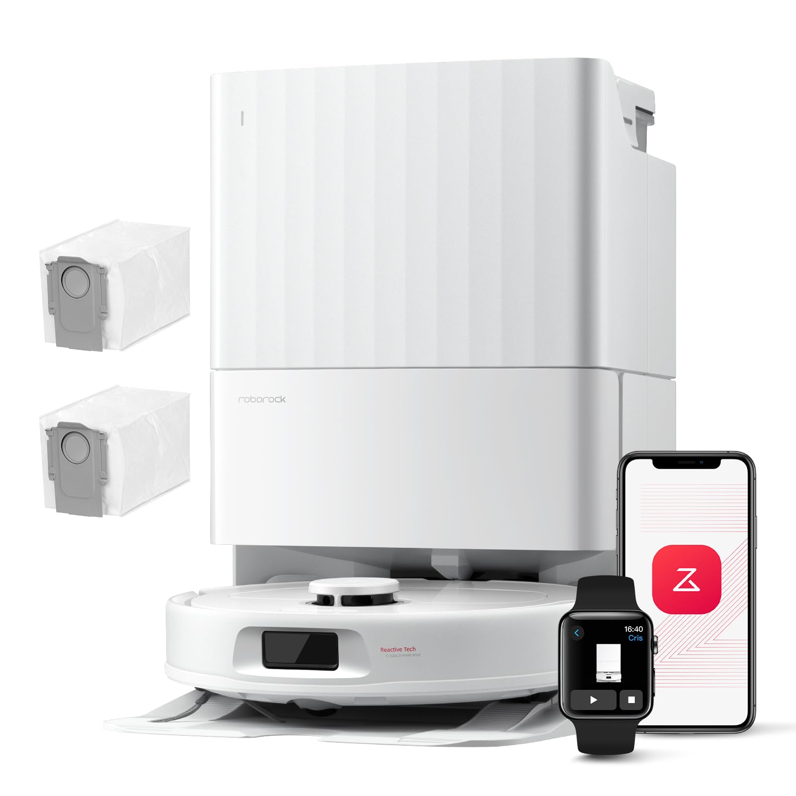 roborock Robot Aspirador QV 35A Set, 8000Pa de succión, Dos mopas giratorias elevables, cepillos antienredos, tecnología reactiva para Evitar obstáculos, navegación y mapeo,Blanco : Amazon.es: Hogar y cocina