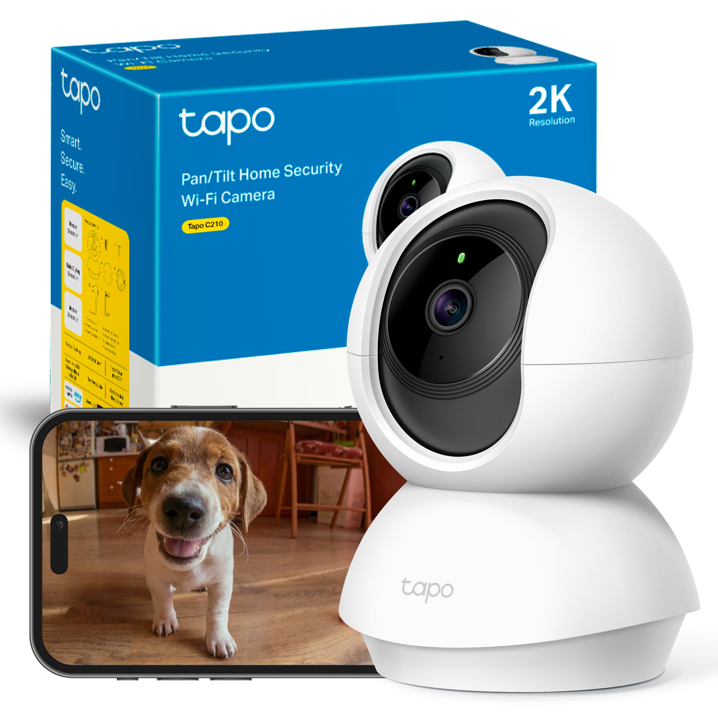 Tapo C210 – Cámara IP WiFi 360° Cámara de Vigilancia 2K (3MP),Visión Nocturna Admite Tarjeta SD hasta 512 GB, Detección y Seguimiento de Movimiento, Control Remoto, Compatible con Alexa : Amazon.es: Electrónica
