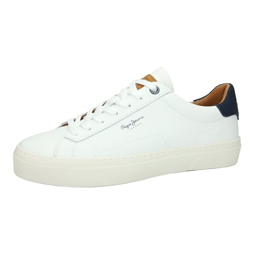 Pepe Jeans PMS30930 Zapatillas para Hombres, en Color Blanco, cómodas, Cordones y Piso Cosido de Goma Antideslizante Hombre Zapatillas Blanco 42 : Amazon.es: Moda