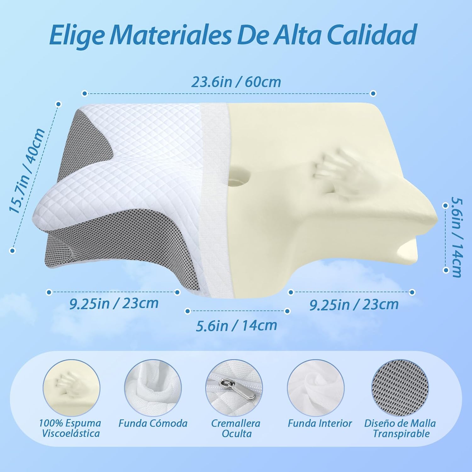Almohada cervical HOMCA con dos alturas de apoyo